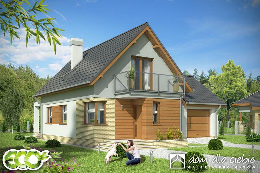 budowa domu Iza trend z garażem 1-st. [A2] (odbicie lustrzane) - New-House