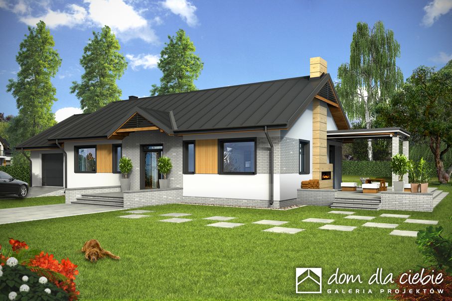 budowa domu Piotr II z garażem 1-st. [A] (odbicie lustrzane) - New-House