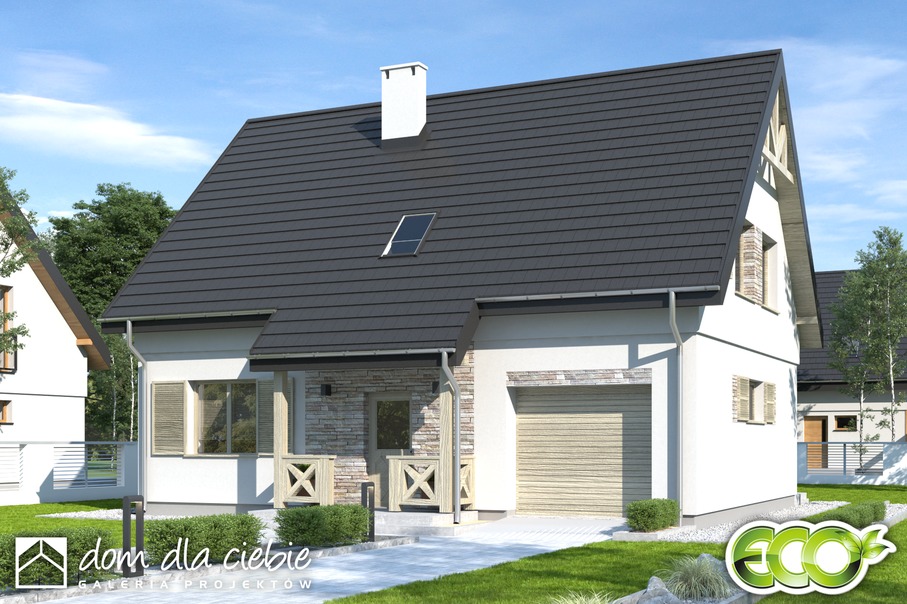budowa domu Iga styl z garażem 1-st. [A] - New-House