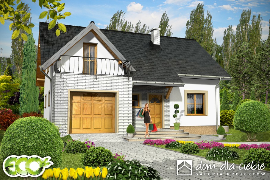 budowa domu Dominik z garażem 1-st. [A] (odbicie lustrzane) - New-House