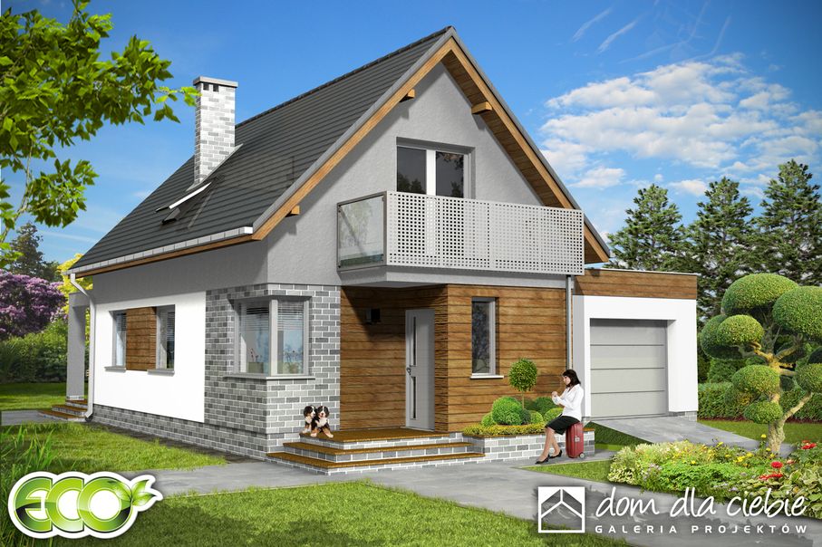 budowa domu Iza trend z garażem 1-st. [A] (odbicie lustrzane) - New-House