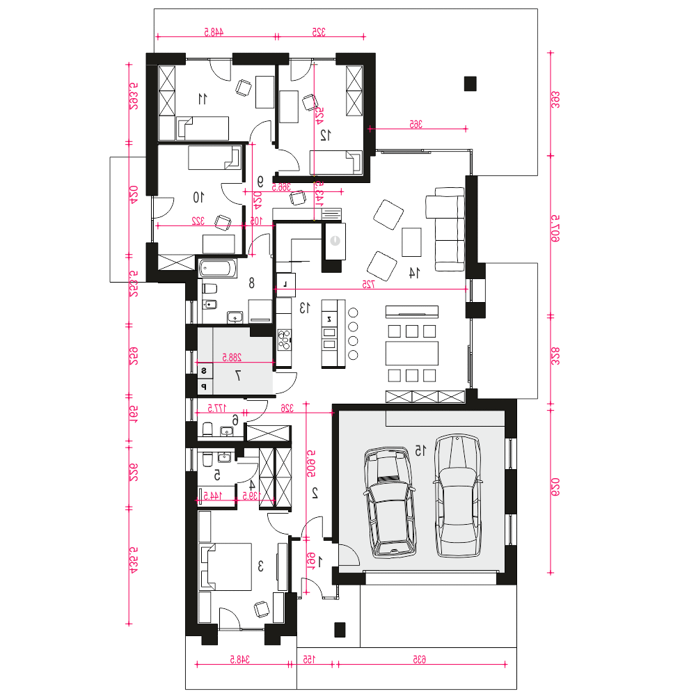 Galena z garażem 2-st. [A] (odbicie lustrzane) - miniatura 8