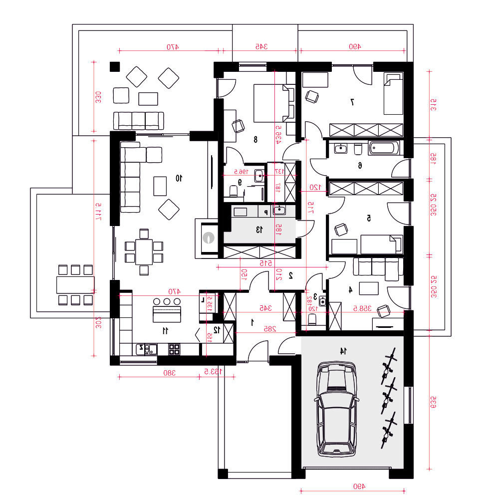Aura II z garażem 1-st. [A] (odbicie lustrzane) - miniatura 11