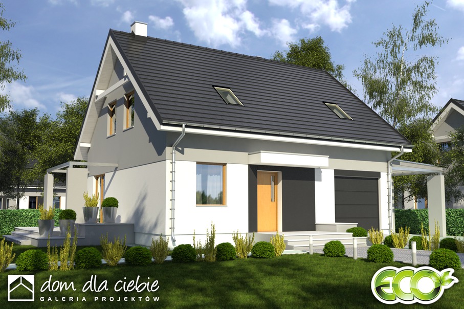 budowa domu Monika II z garażem i wiatą [A1] - New-House