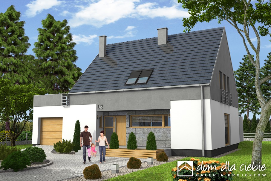 budowa domu Oleg z garażem 1-st. [A] (odbicie lustrzane) - New-House