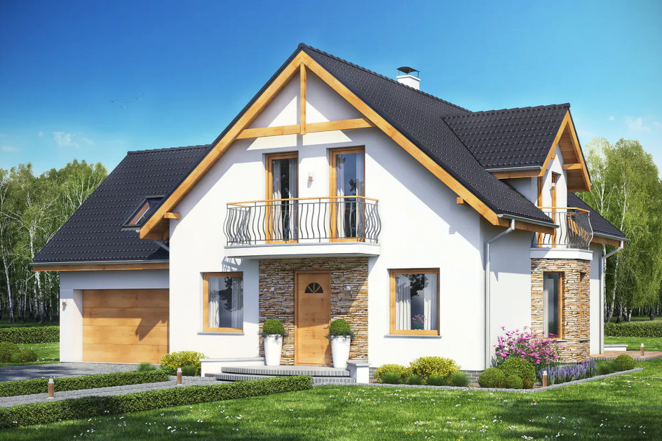 Budowa domu BASET 5 Z GARAŻEM XL (odbicie lustrzane) z New-House