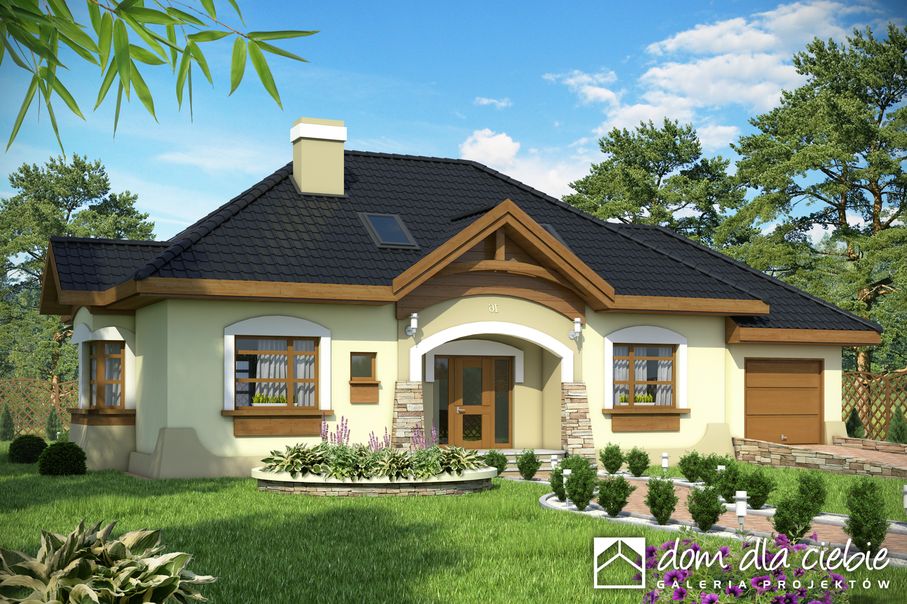 budowa domu Amelia z garażem 1-st. [A] (odbicie lustrzane) - New-House