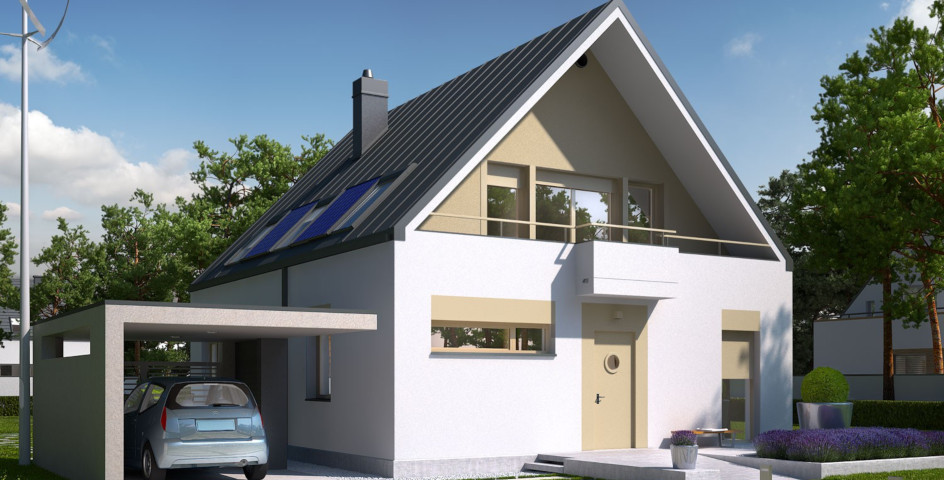 budowa domu E9 z wiatą (wersja C) ENERGO PLUS - New-House