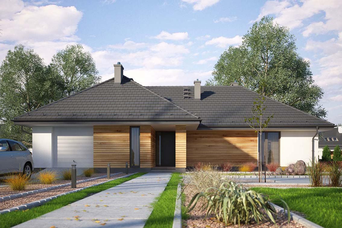 budowa domu DLA MELOMANA 1E (odbicie lustrzane)- New-House