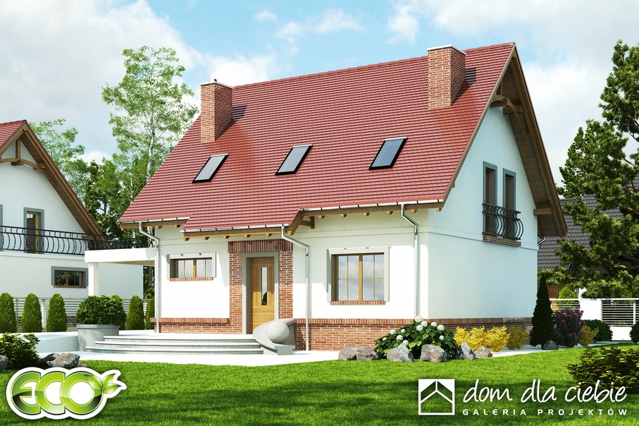 budowa domu Sosnówka II z wiatą [A1] (odbicie lustrzane) - New-House