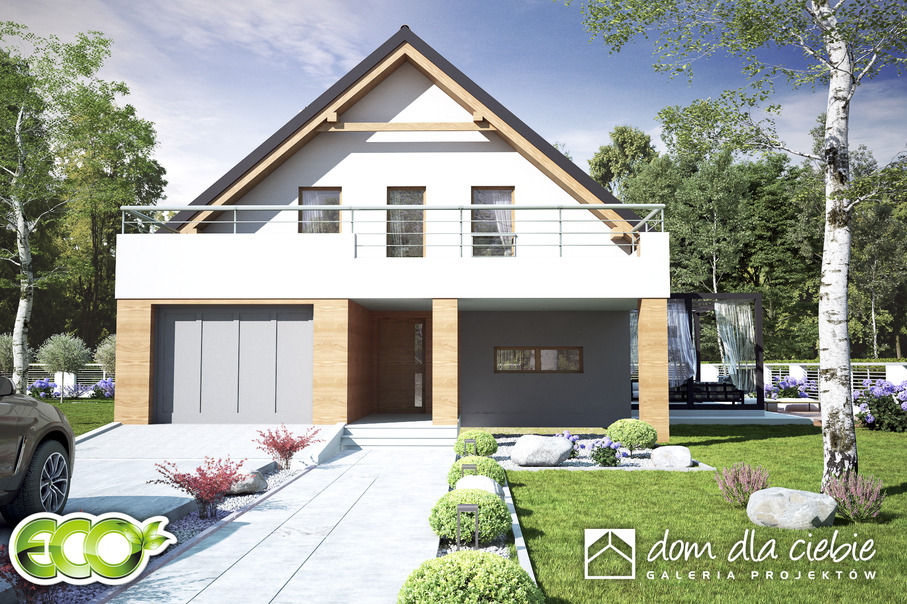 budowa domu Nowalia z garażem 1-st. [A1] (odbicie lustrzane) - New-House