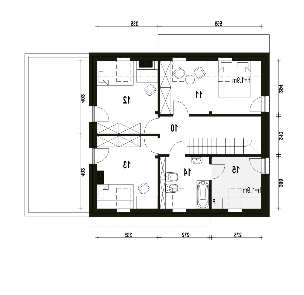 Sosnówka z garażem 1-st. [A] (odbicie lustrzane) - miniatura 9