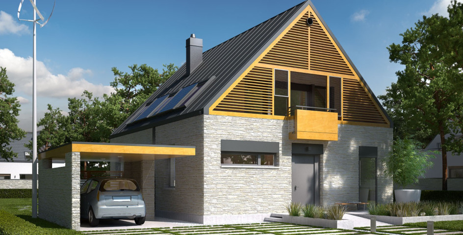 budowa domu E9 z wiatą (wersja A) ENERGO PLUS - New-House