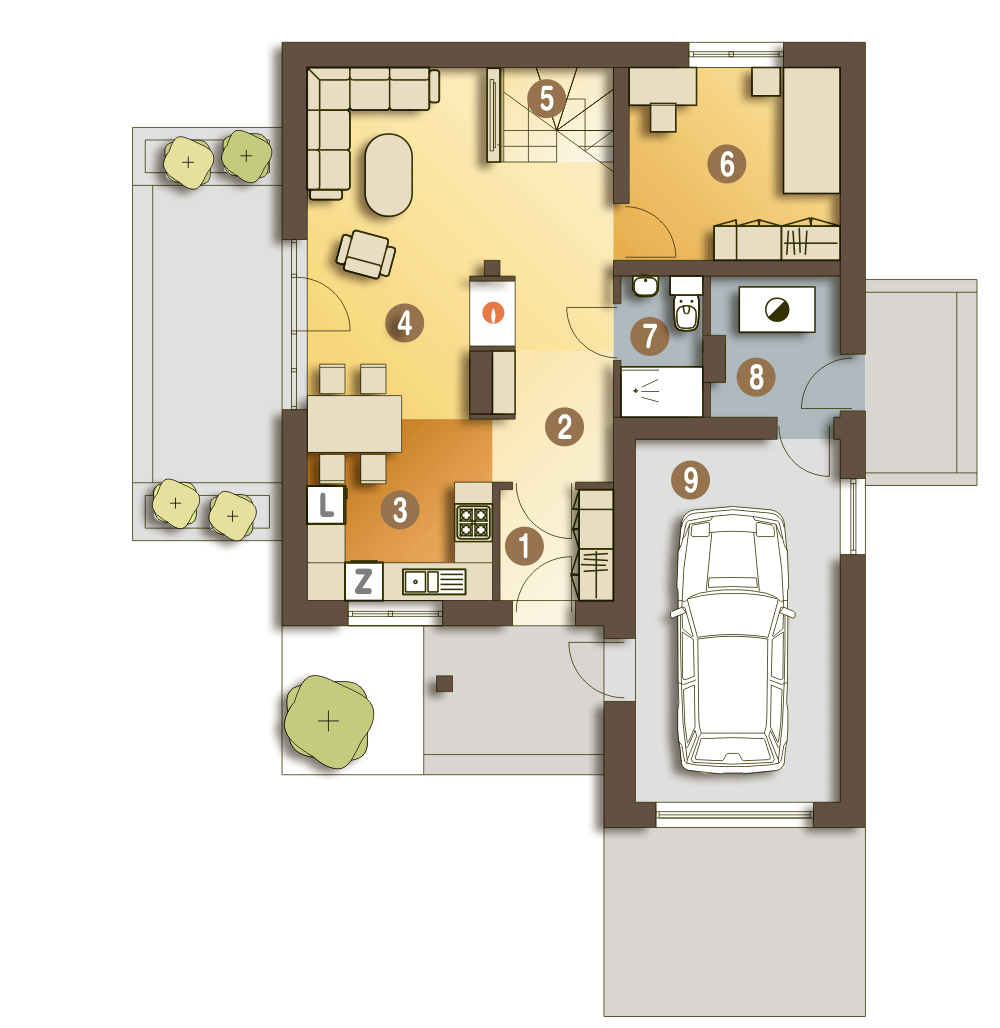 Drop z garażem 1-st. [A] - miniatura 9
