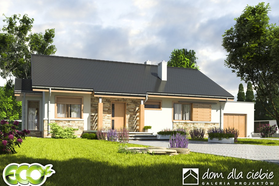 budowa domu Gąska z garażem 1-st. [A1] (odbicie lustrzane) - New-House