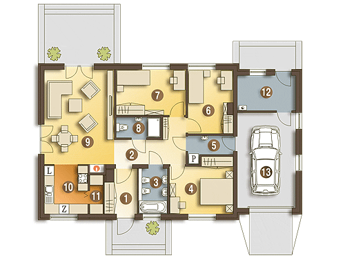 Bastek z garażem 1-st. [A] (odbicie lustrzane) - miniatura 8