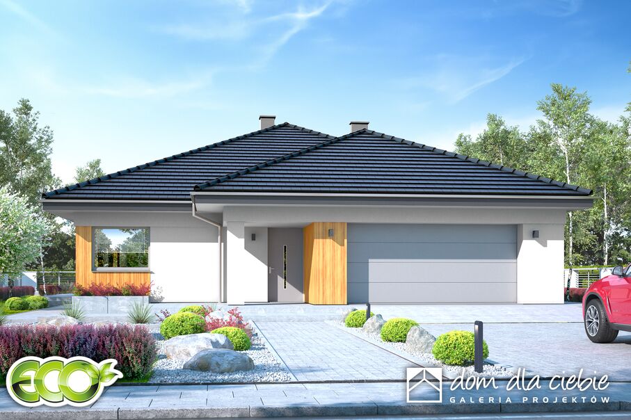 budowa domu Bursztyn z garażem 2-st. [A] (odbicie lustrzane) - New-House