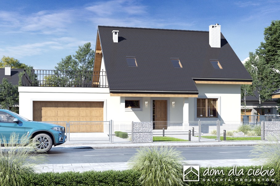 budowa domu Strzyżyk z garażem 2-st. [A1] (odbicie lustrzane) - New-House