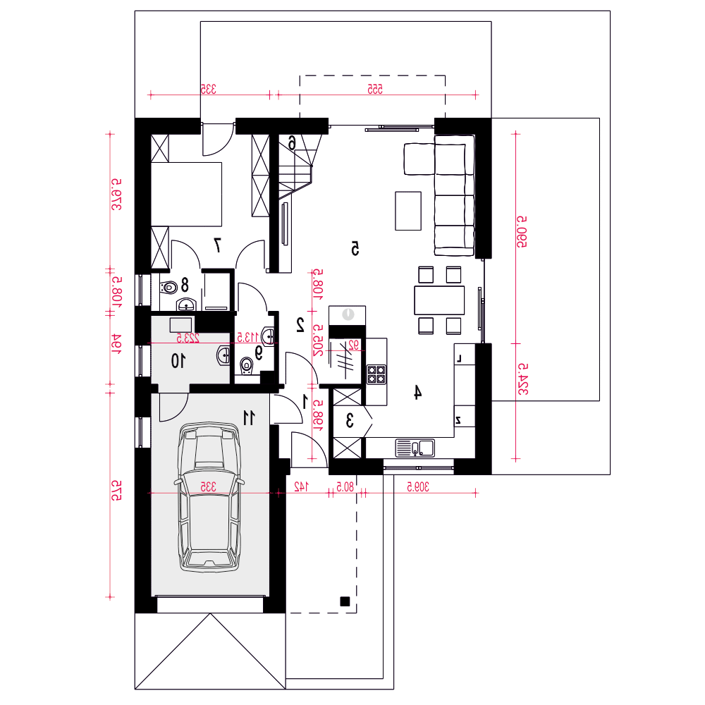 Nowalia z garażem 1-st. [A] (odbicie lustrzane) - miniatura 9