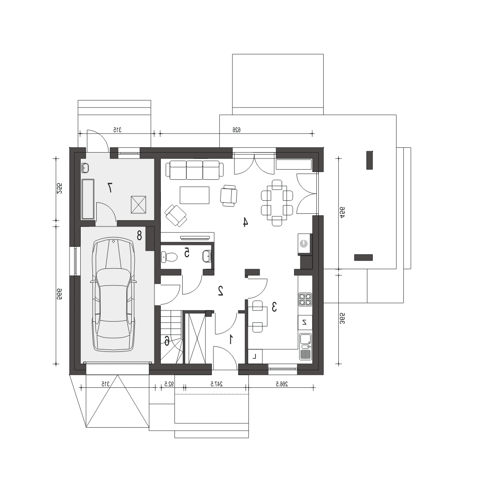 Monika II z garażem 1-st. [A] (odbicie lustrzane) - miniatura 8