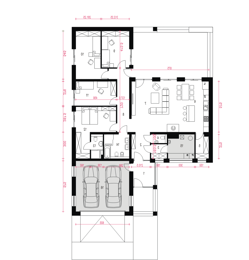 Dolomit z garażem 2-st. [A] (odbicie lustrzane) - miniatura 8
