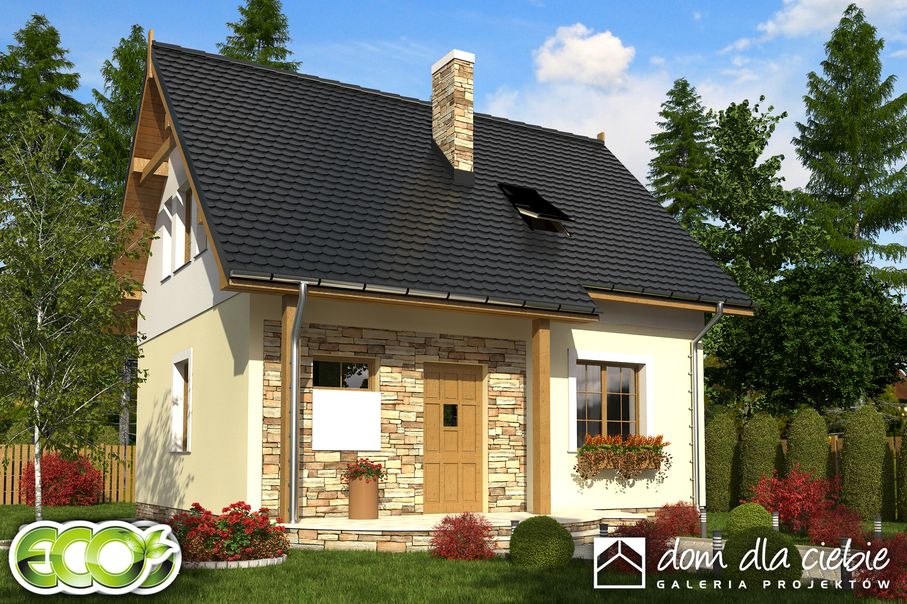 budowa domu Emilka bez garażu [B] (odbicie lustrzane) - New-House