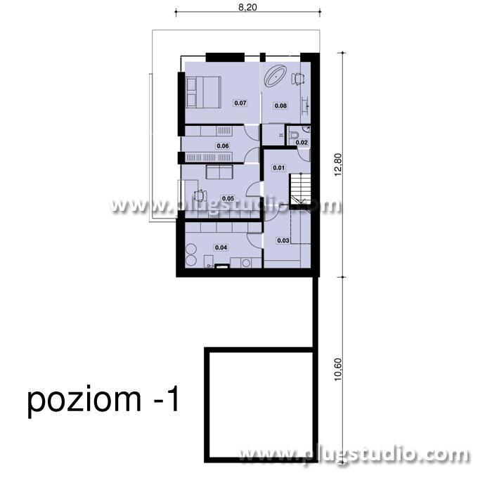 PS-KR-150-V5-G2 projekt domu na skarpie dach płaski nowoczesny - miniatura 7
