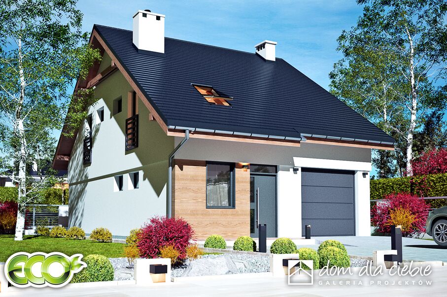 budowa domu Głuszec III z garażem 1-st. [A] (odbicie lustrzane) - New-House