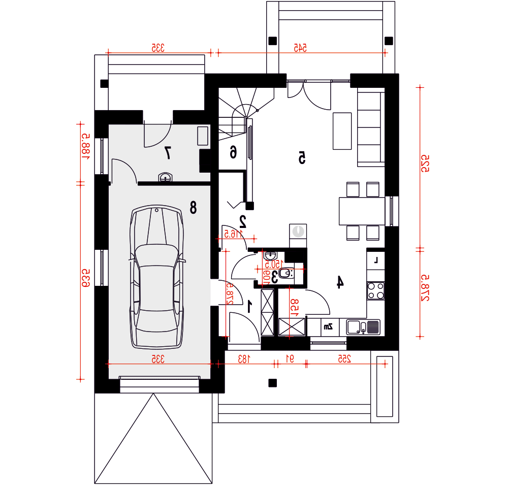 Biała z garażem 1-st. [A] (odbicie lustrzane) - miniatura 8