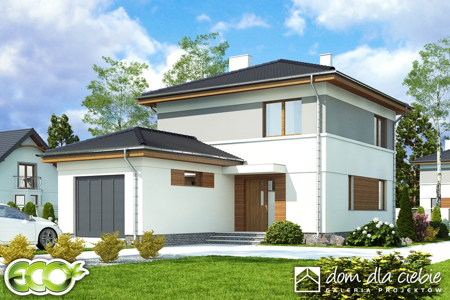 budowa domu Egon z garażem 1-st. [A] (odbicie lustrzane) - New-House