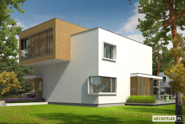 budowa domu EX 10 II (z wiatą) soft (odbicie lustrzane) - New-House