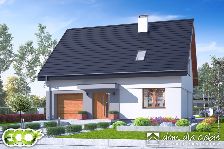 budowa domu Igor z garażem 1-st. [A] (odbicie lustrzane) - New-House