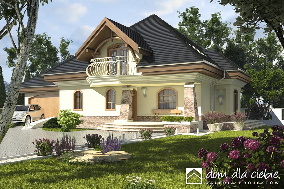 budowa domu Dzierlatka V z garażem 2-st. [A1] (odbicie lustrzane) - New-House