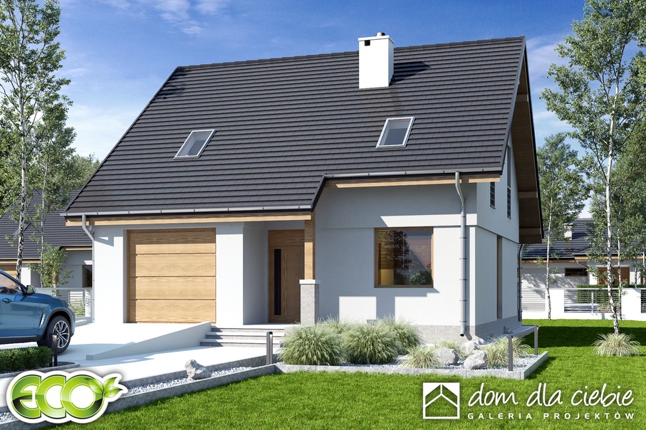 budowa domu Biała z garażem 1-st. [A] (odbicie lustrzane) - New-House