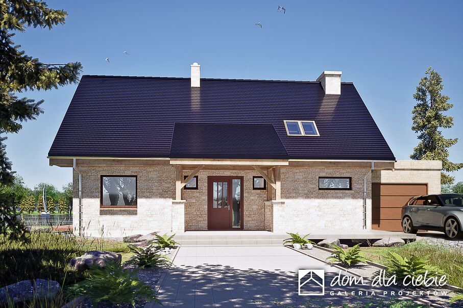 budowa domu Ziomek z garażem 1-st.[A] (odbicie lutrzane) - New-House