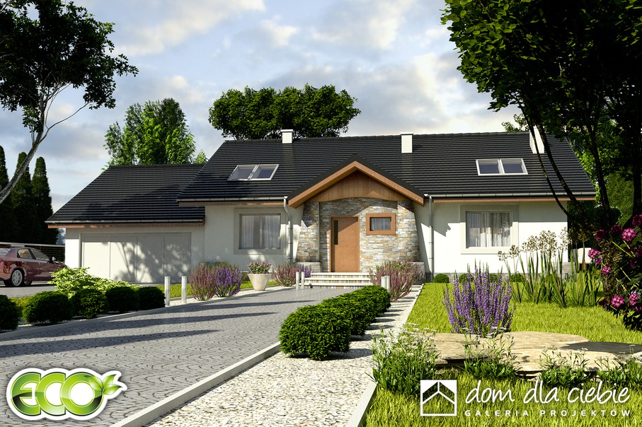 budowa domu Derkacz w garażem 2-st. [A1] (odbicie lustrzane) - New-House