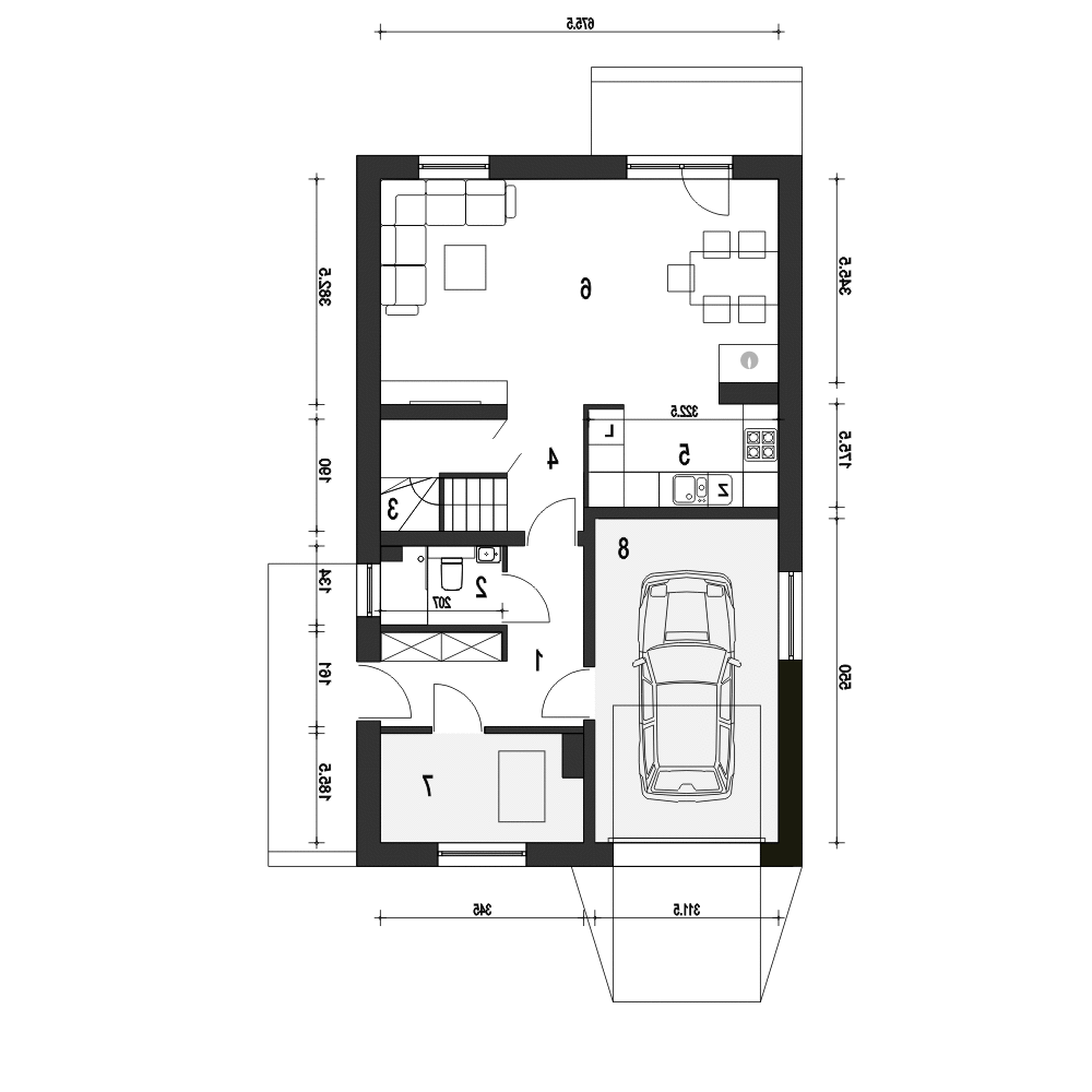 Głuszec II z garażem 1-st. [A] (odbicie lustrzane) - miniatura 8
