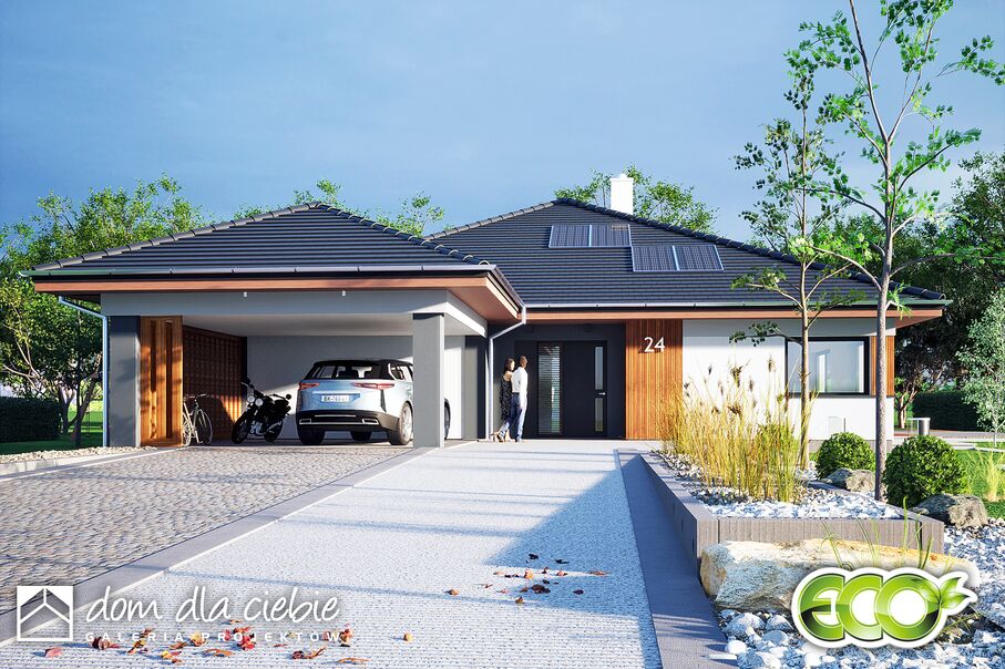 budowa domu Aura z wiatą [A1] - New-House