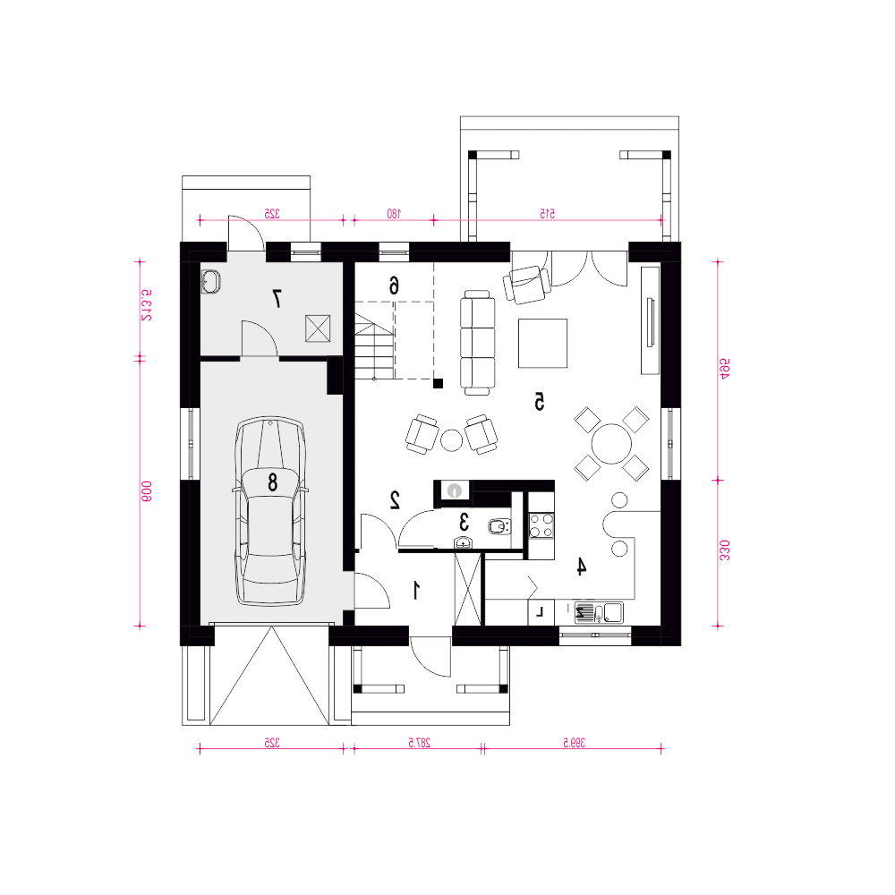 Iga styl z garażem 1-st. [A] (odbicie lustrzane) - miniatura 5