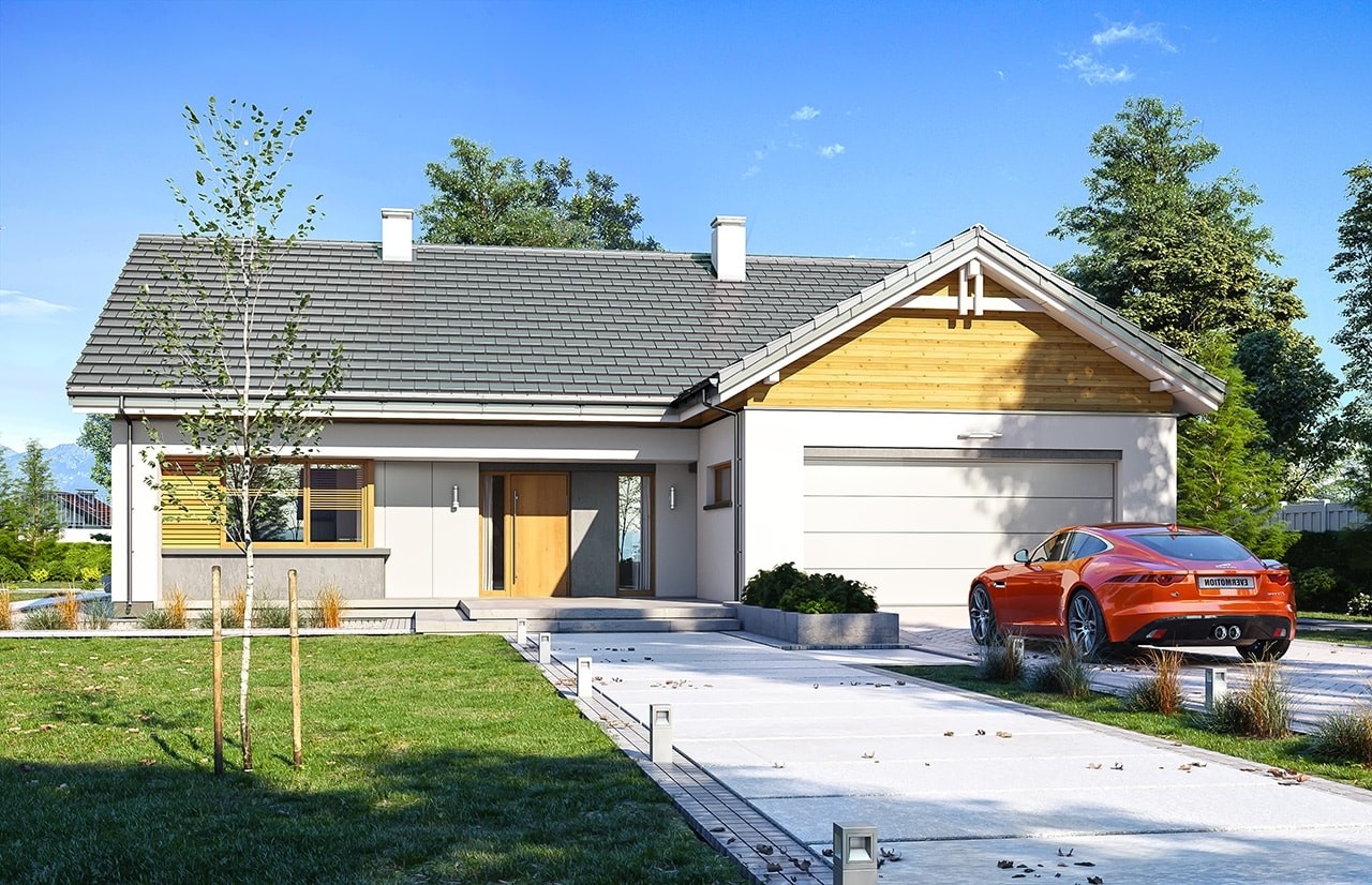 budowa domu - Parterowy 3 wariant B (odbicie lustrzane) - New-House
