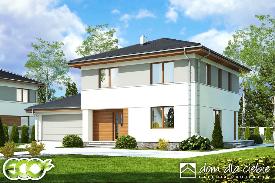 budowa domu Tadeusz z garażem 2-st. [A1] (odbicie lustrzane) - New-House