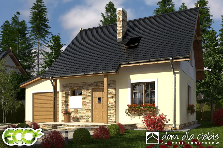 budowa domu Emilka z garażem 1-st. [A] (odbicie lustrzane) - New-House