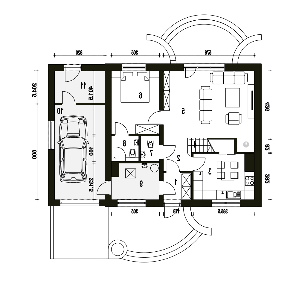 Sosnówka II z garażem 1-st. [A] (odbicie lustrzane) - miniatura 8
