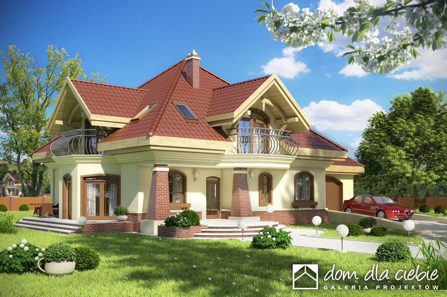 budowa domu Dzierlatka III z garażem 1-st. [A1] (odbicie lustrzane) - New-House
