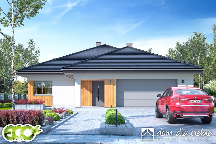budowa domu Bursztyn II z garażem 2-st. [A] (odbicie lustrzane) - New-House