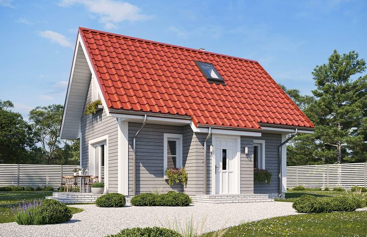 budowa domu Sosenka drewniana wariant B (odbicie lustrzane) - New-House