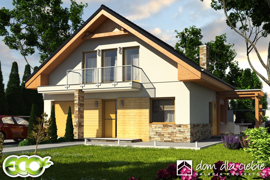 budowa domu Jarząbek z garażem 1-st. [A] (odbicie lustrzane) - New-House