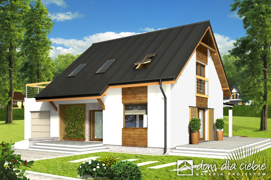 budowa domu Franek z garażem 1-st. [A] (odbicie lustrzane) - New-House