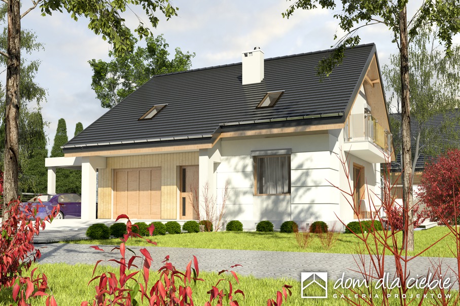 budowa domu Nowinka III z garażem i wiatą [A1] (odbicie lustrzane) - New-House