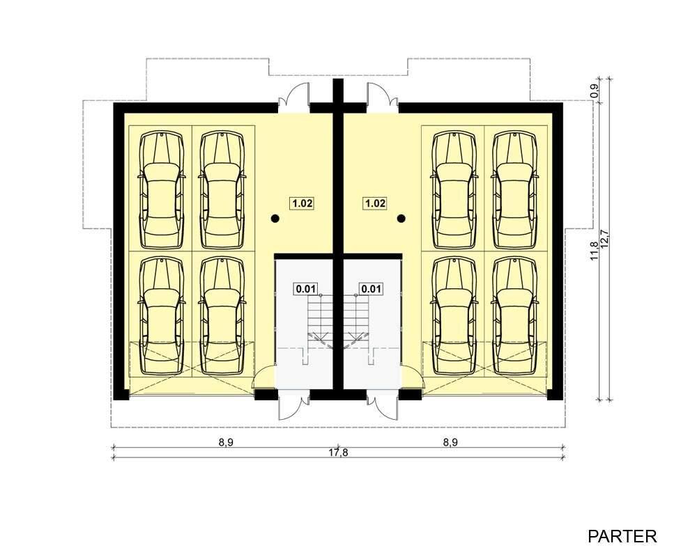 DEV-V9 NOWOCZESNY BUDYNEK TYPU BLIŹNIAK, ECO PŁASKI DACH - miniatura 13